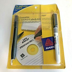 Avery Erasable CD/DVD Labels Kit 10 Labels #7227